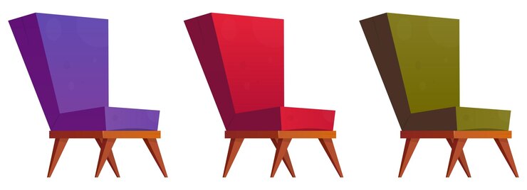 Vector colección de sillones en ilustración de vector de estilo de dibujos animados aislado en blanco
