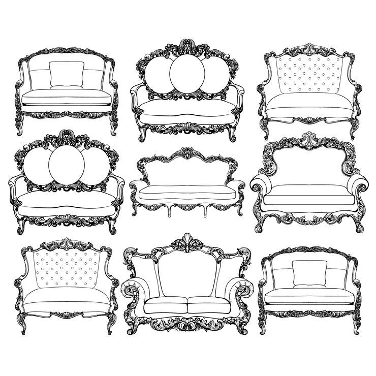 Vector colección de sillones lujosos