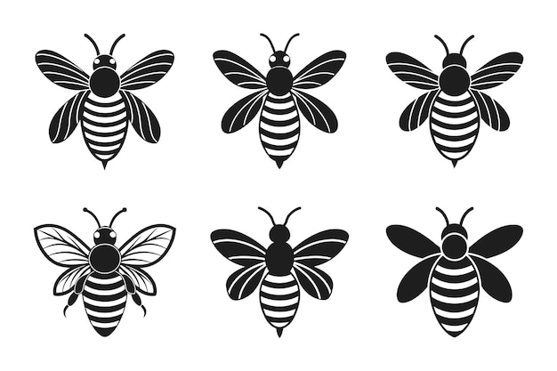 Colección de silueta de abeja de miel Elegante conjunto vectorial de primavera