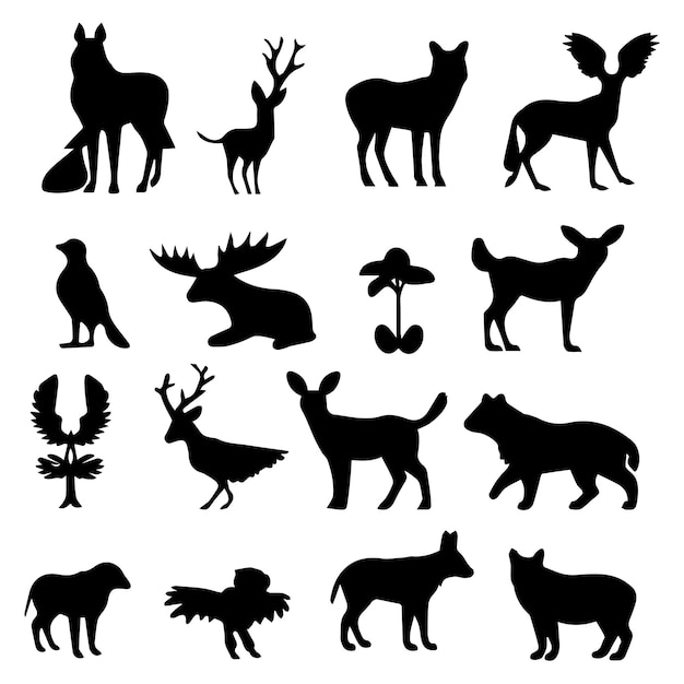 Colección de silueta de animales vectoriales