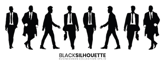 Colección de silueta de hombre de negocios caminando