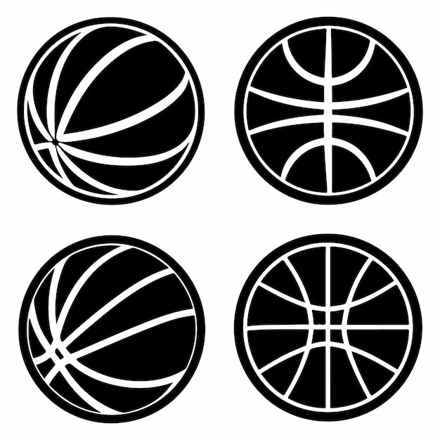 Colección de silueta única del logotipo de baloncesto paquetes de balcones clipart contornos deportivos