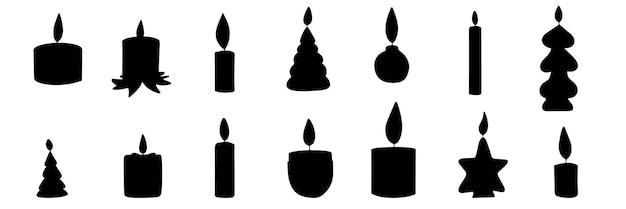 Vector colección de silueta de velas navideñas silueta de vela para el vector de vacaciones navideñas