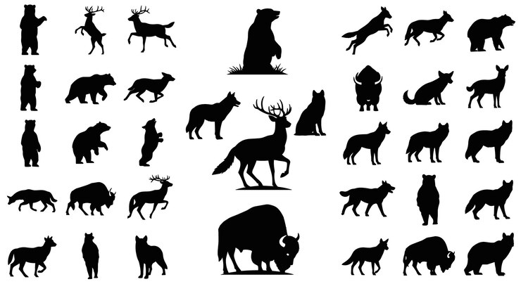 Colección de siluetas de animales para proyectos de diseño
