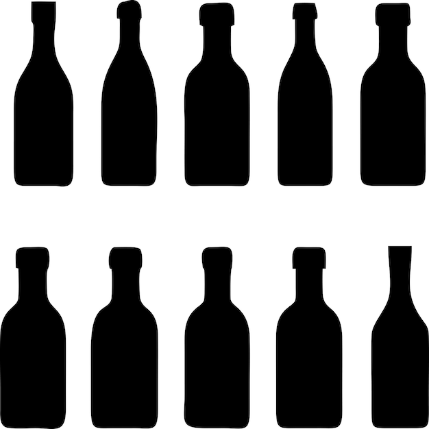 Colección de siluetas de botellas