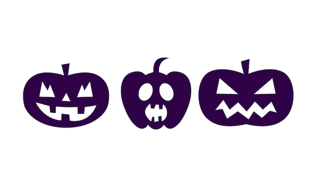 Colección de siluetas de calabazas dibujadas a mano para la celebración de Halloween