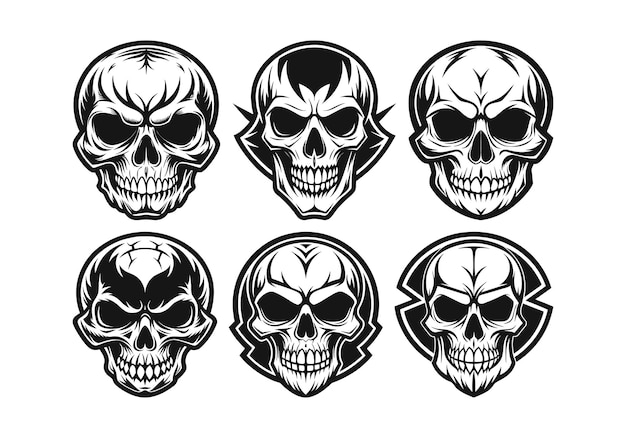 Colección de siluetas de calaveras antiguas