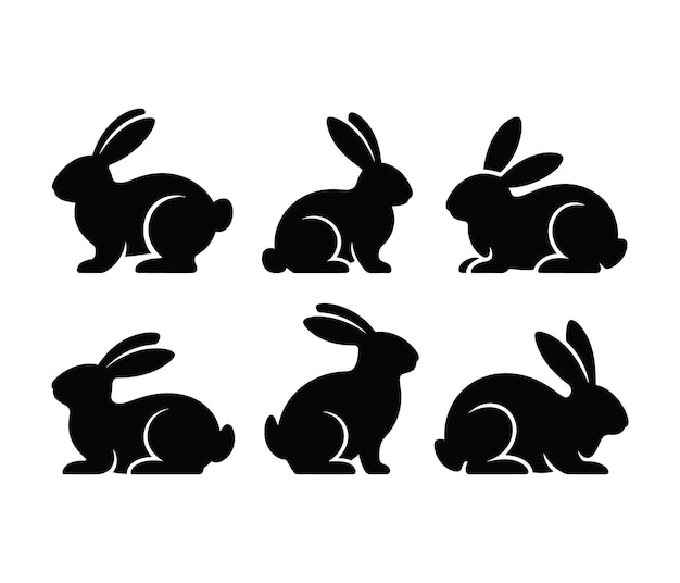 Colección de siluetas de conejos negros