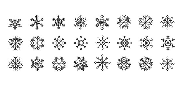 Colección de siluetas de copos de nieve de invierno para diseño navideño