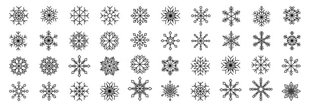 Colección de siluetas de copos de nieve de invierno para diseño navideño