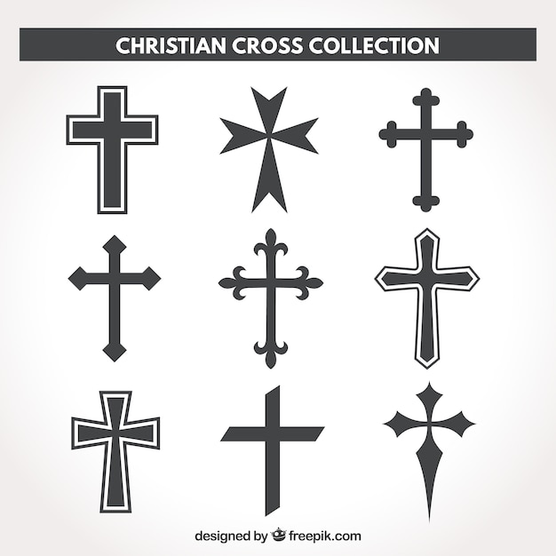 Vector colección de siluetas de cruz cristiana