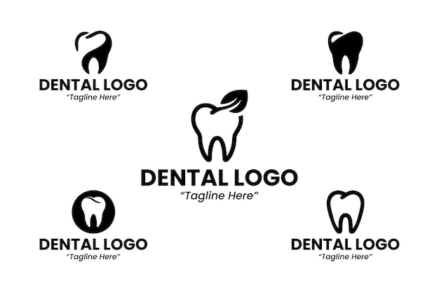Colección de siluetas dentales con logotipo