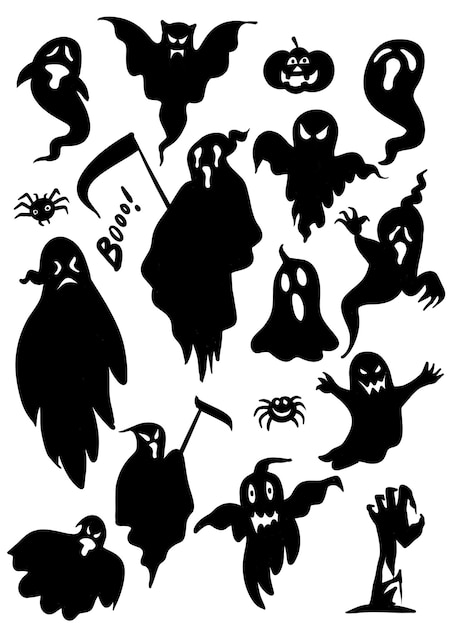 Colección de siluetas espeluznantes de Halloween