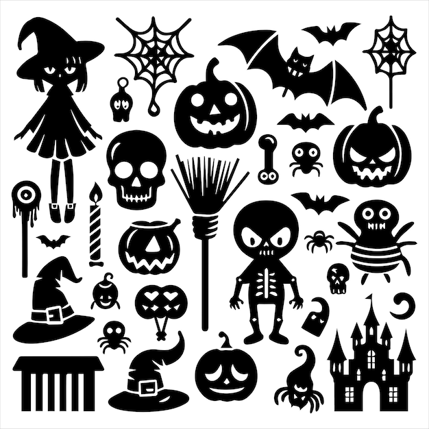 Colección de siluetas de estilo vectorial de Halloween