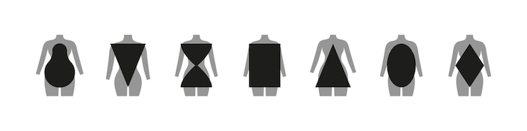 Vector colección de siluetas femeninas varios iconos de formas corporales