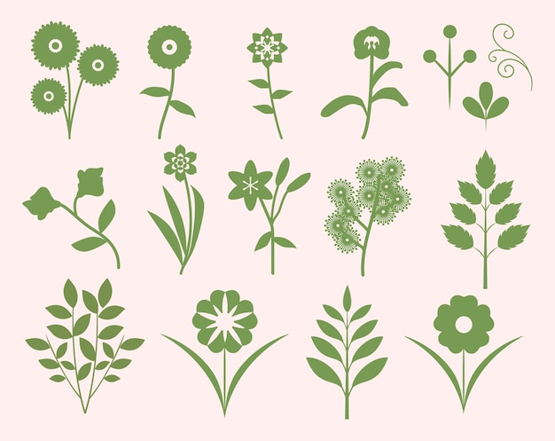 Colección de siluetas de flores de Flat Springs