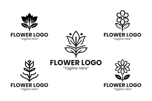 Colección de siluetas de flores de logotipo