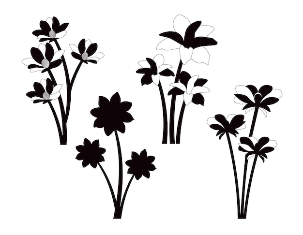 Colección de siluetas de flores Vector