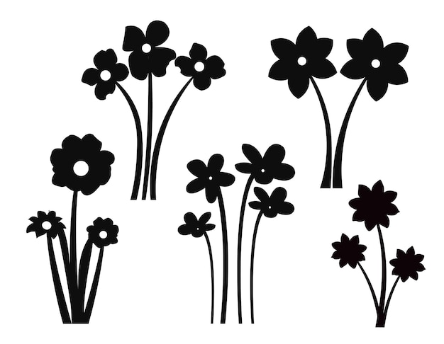 Colección de siluetas de flores Vector