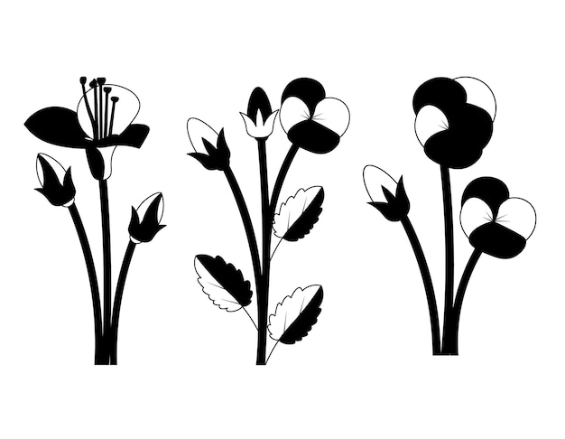 Colección de siluetas de flores Vector
