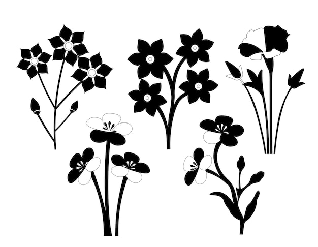 Colección de siluetas de flores vector