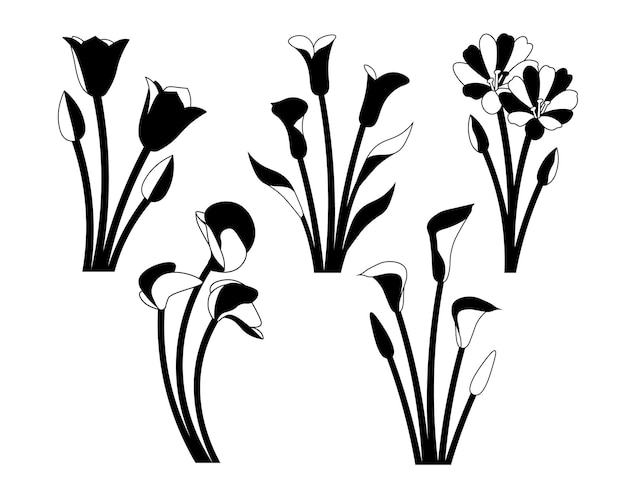 Colección de siluetas de flores Vector