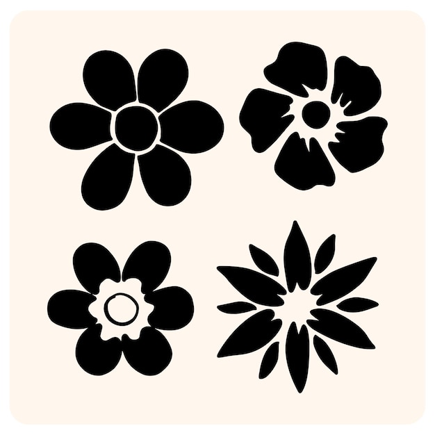 Colección de siluetas de flores
