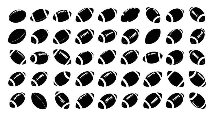 Colección de siluetas de fútbol en blanco y negro