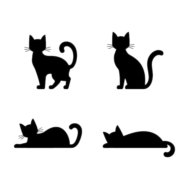Colección de siluetas de gatos negros
