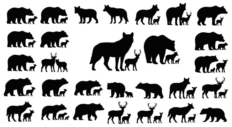 Colección de siluetas de gatos negros