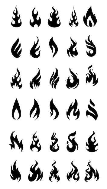 colección de siluetas de iconos de fuego de evolución