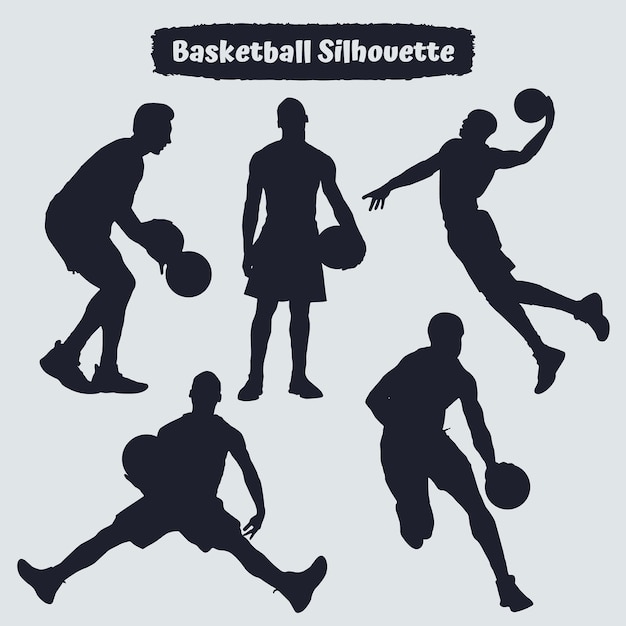 Colección de siluetas de jugador de baloncesto negro