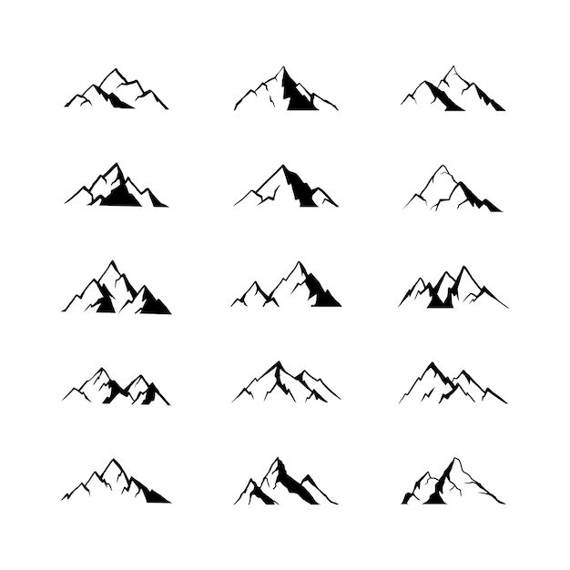 Colección de siluetas de montañas para logotipos y diseños