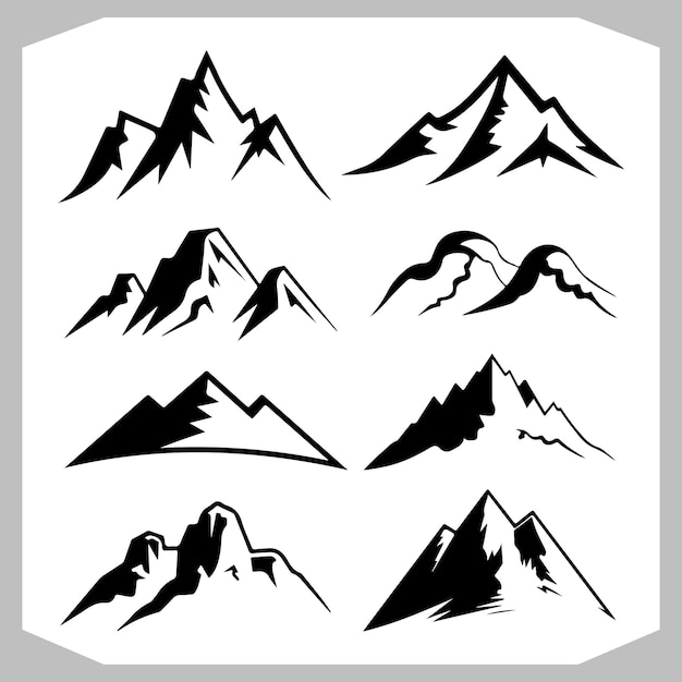 Colección de siluetas de montañas para varios propósitos de diseño