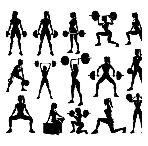 Colección de siluetas de mujeres en forma