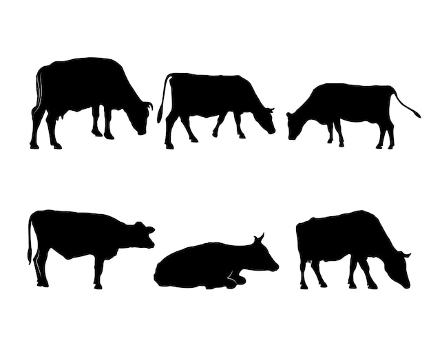 Colección de siluetas negras vacas
