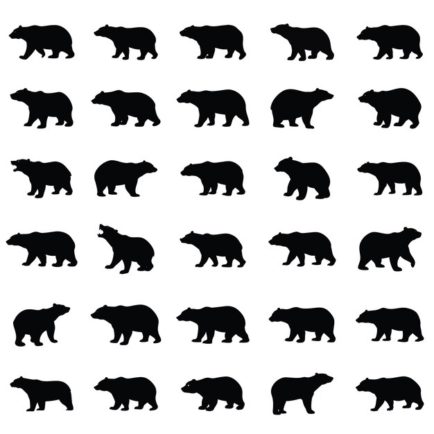 Colección de siluetas de oso