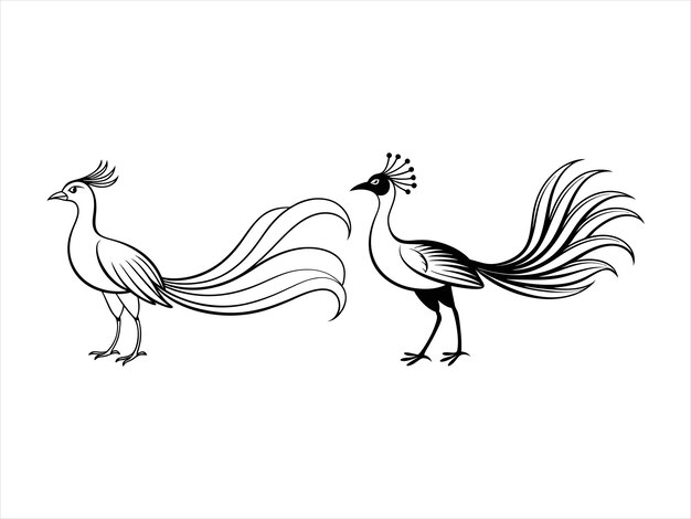 Colección de siluetas de pájaros elegantes Vector de arte de línea