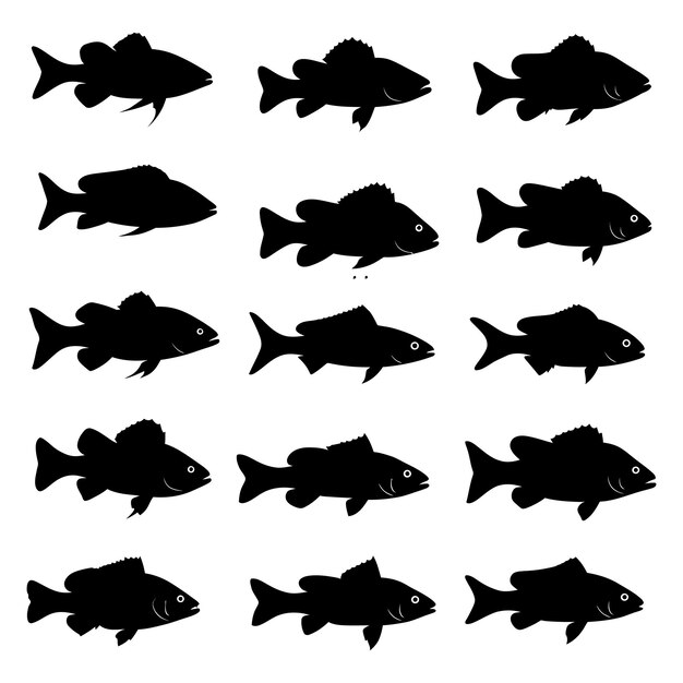 Colección de siluetas de peces