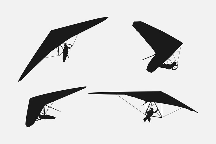 Vector colección de siluetas de planeador deportivo extremo ilustración vectorial del concepto de planeador