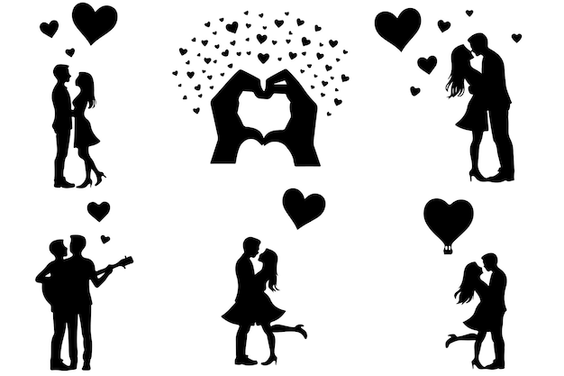Colección de siluetas de San Valentín