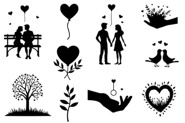 Colección de siluetas de San Valentín