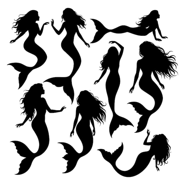 Colección de siluetas de sirenas