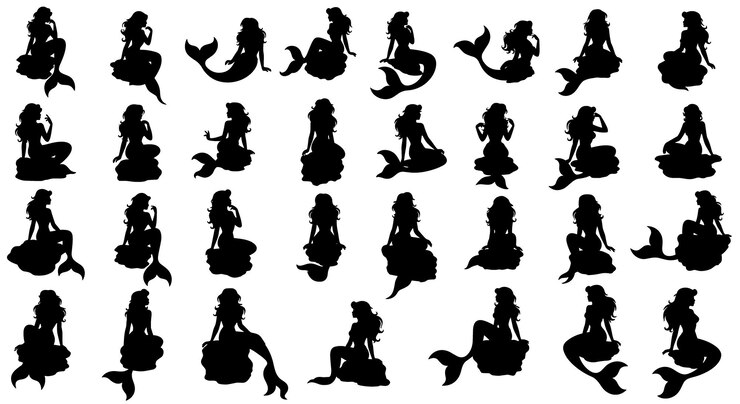 Colección de siluetas de sirenas