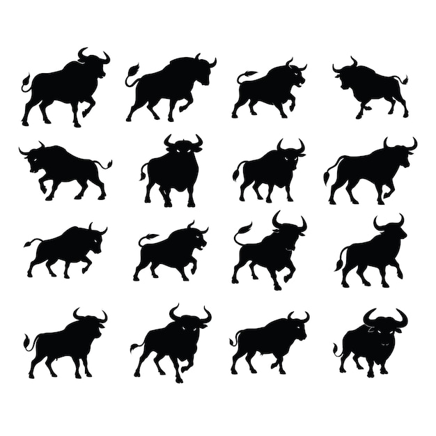 Colección de siluetas de toro