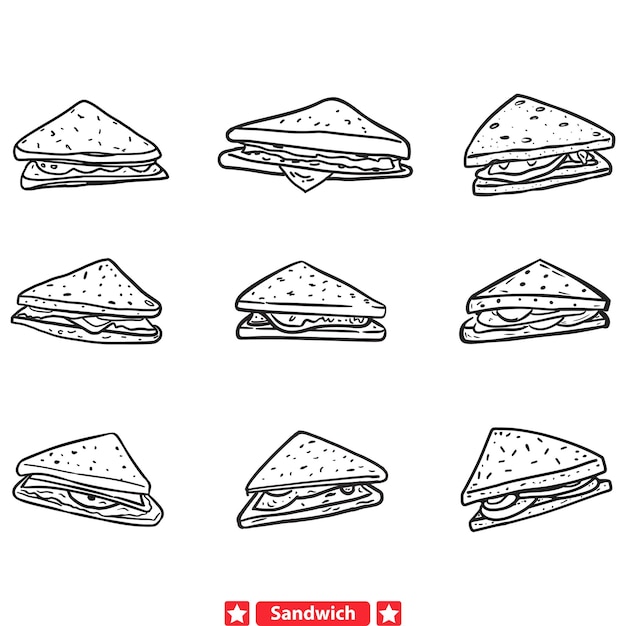 Colección de siluetas vectoriales de sándwiches deliciosos Perfecto para blogs de menús de comida