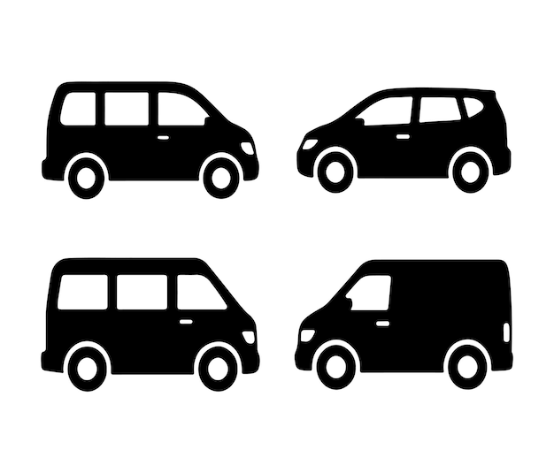 Colección de siluetas de vehículos negros