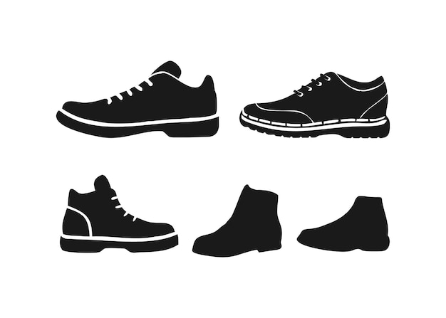Colección de siluetas de zapatos negros
