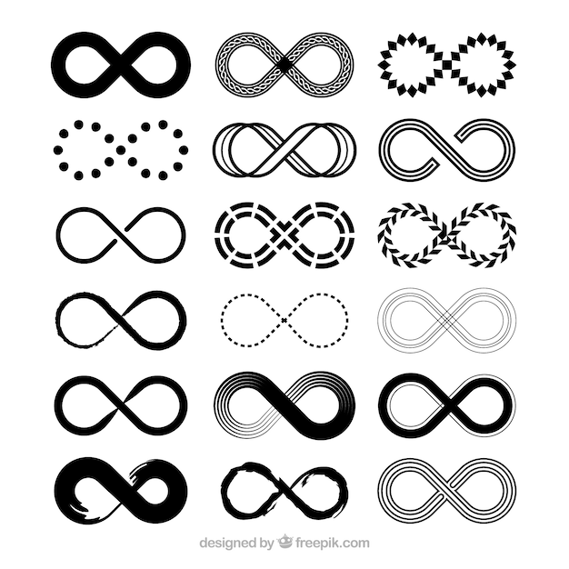 Vector colección de simbolo de infinito en color negro