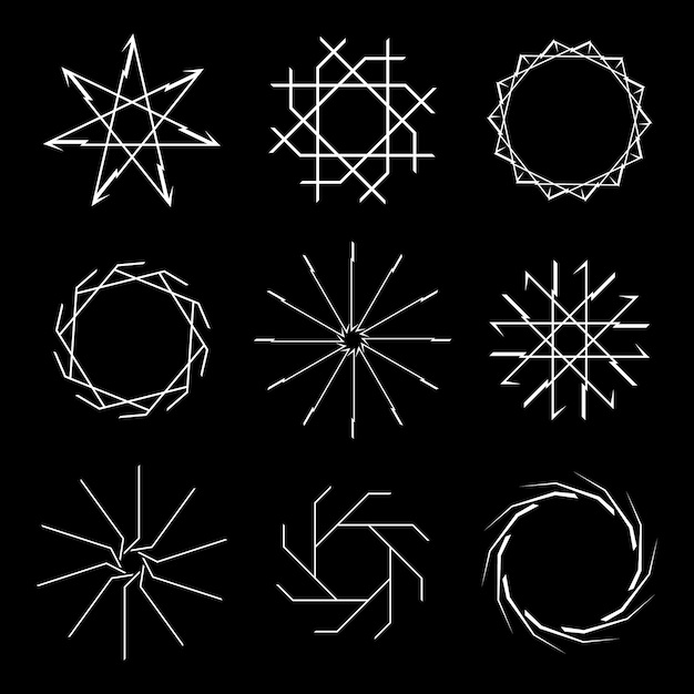 Colección de símbolos abstractos circulares de diferentes formas